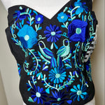 Load image into Gallery viewer, PUEBLA BUSTIER -BLACK WITH BLUE BIRDS- XL/XXL
