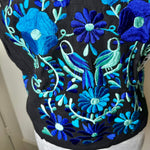 Load image into Gallery viewer, PUEBLA BUSTIER -BLACK WITH BLUE BIRDS- XL/XXL
