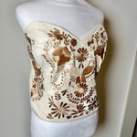 Load image into Gallery viewer, PUEBLA BUSTIER -NATURAL WITH BEIGE BIRDS- XL/XXL
