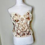 Load image into Gallery viewer, PUEBLA BUSTIER -NATURAL WITH BEIGE BIRDS- XL/XXL
