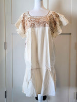 Load image into Gallery viewer, RAMIREZ DRESS - NATURAL WITH BEIGE EMBROIDERY
