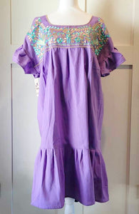 RAMIREZ DRESS - LILAC WITH PASTEL EMBROIDERY