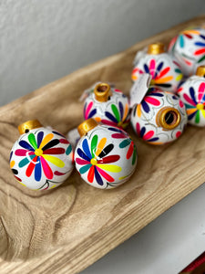FLORAL BURST HAND PAINTED CLAY ORNAMENT