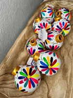 Load image into Gallery viewer, FLORAL BURST HAND PAINTED CLAY ORNAMENT
